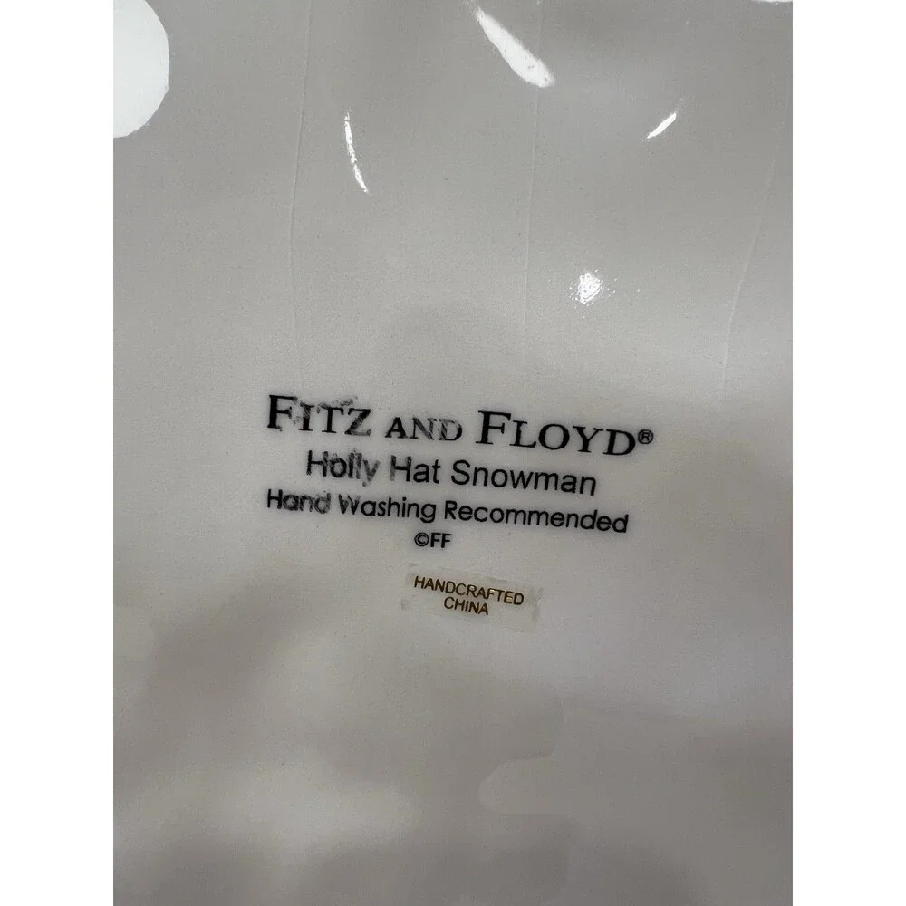 FITZ & FOYD Platter Holly Hat Snowman Christmas Wishes Embossed Cookie Tray